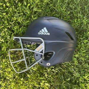Adidas Dark Blue Sports Helmet with Silver Cage